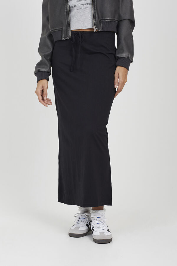 Springfield Long skirt with elasticated waist crna