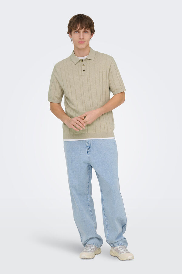 Only & Sons Polo de punto manga corta gris