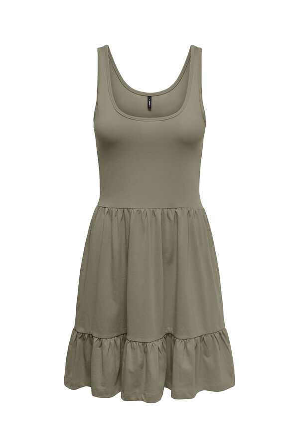 Only Vestido corto color liso kaki