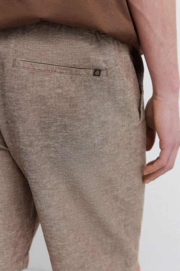 Springfield Bermuda en lin coupe slim confortable nude