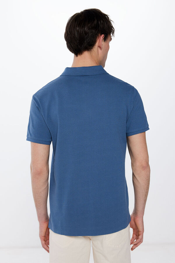 Springfield Poloshirt Piqué Slim Fit Kontraste blau