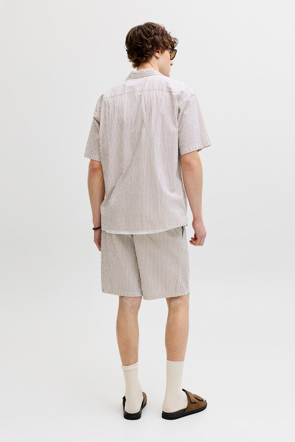 Jack & Jones Camisa resort seersucker beige
