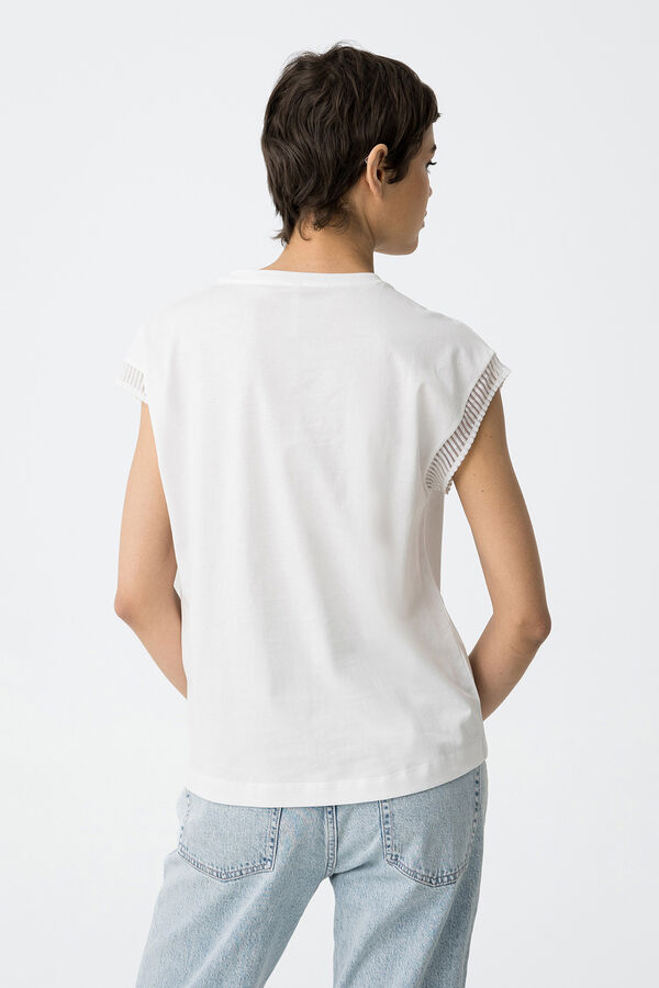 Tiffosi Camiseta canelada com aplique branco