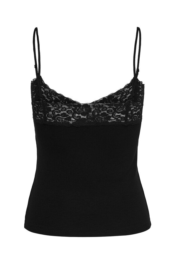 Springfield Lace top with ribbing noir