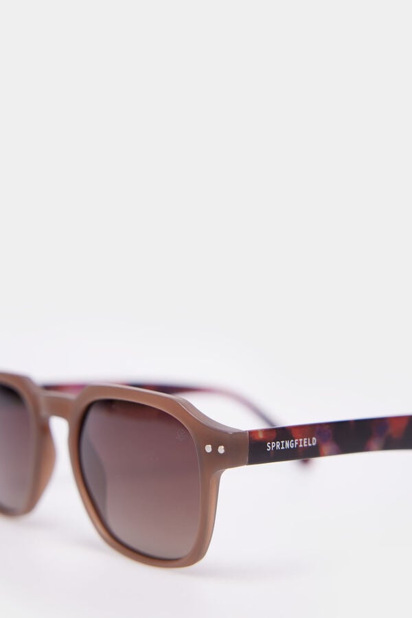 Springfield Hexagonal plastic-rimmed sunglasses tan