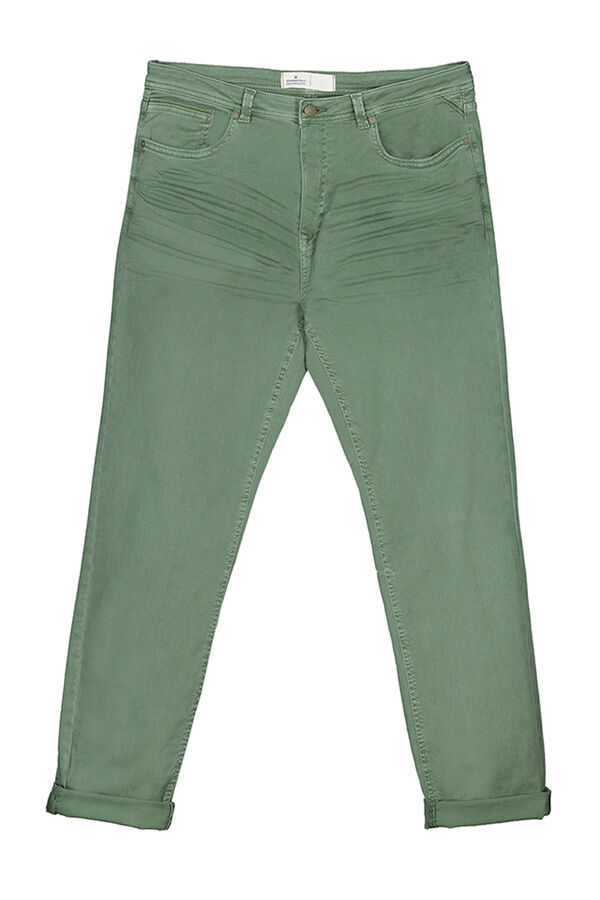 Springfield Slim fit washed 5-pocket coloured trousers green