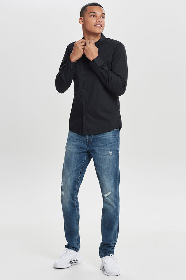 Only & Sons Slim fit 100% cotton men's shirt. black
