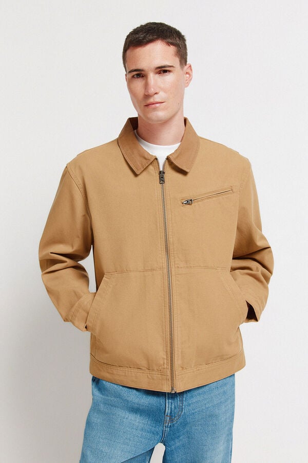 Springfield Cotton contrast washed jacket brown