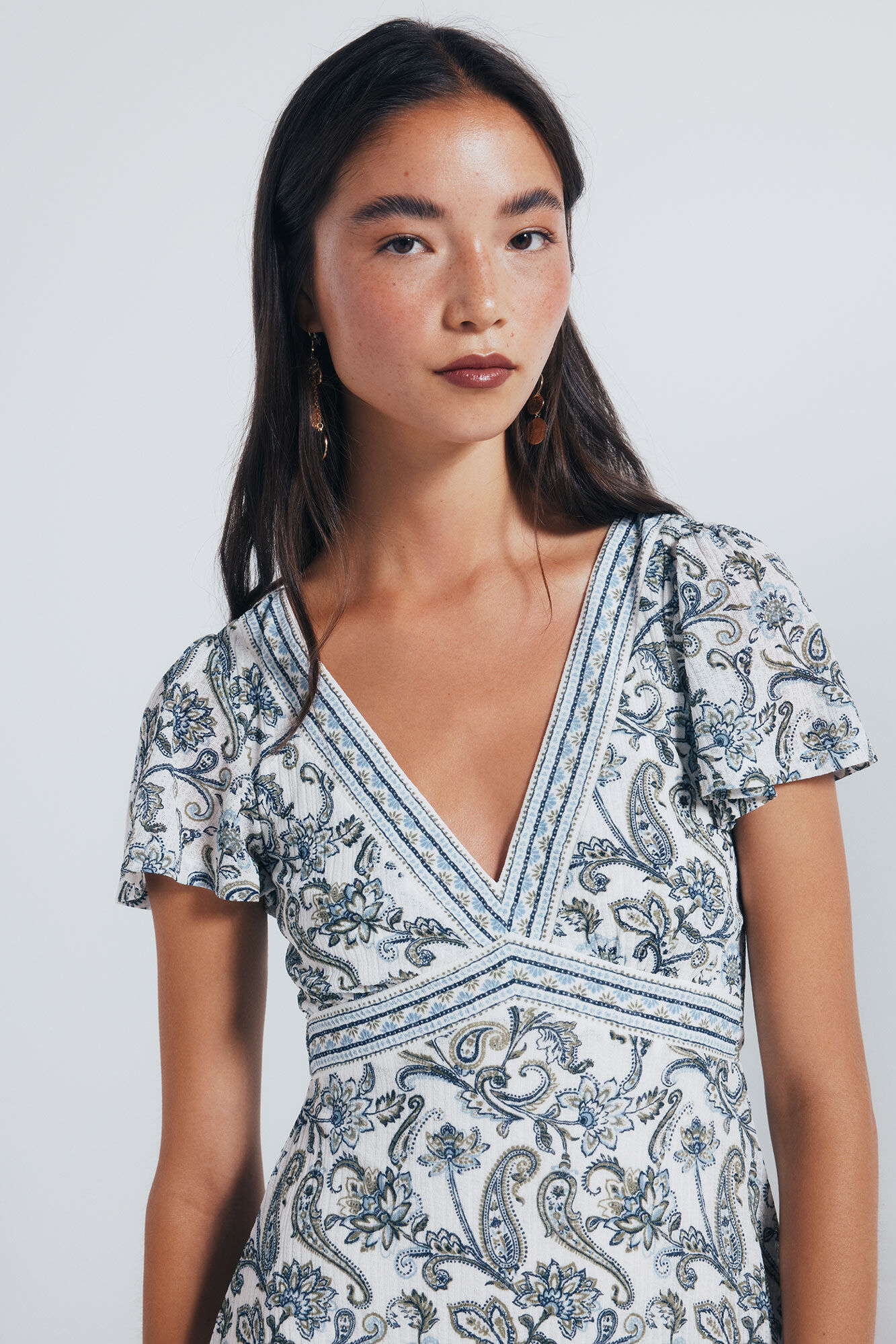 Springfield print midi dress with borders