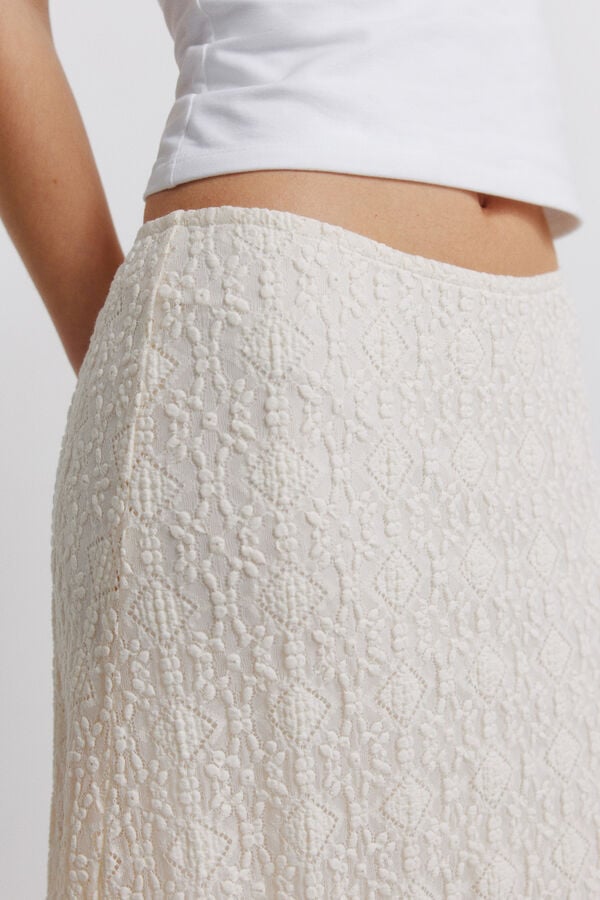 Springfield Falda midi combinada lace blanco