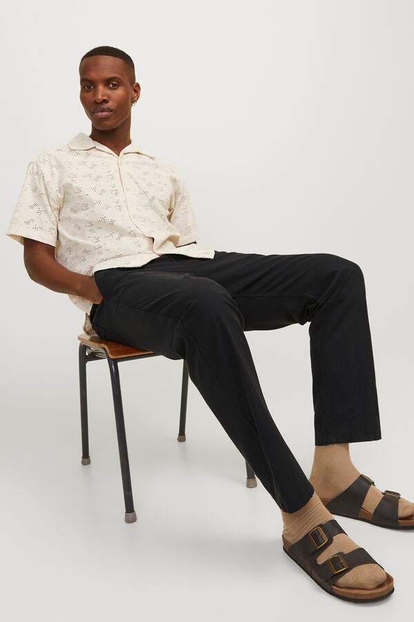 Jack & Jones Linen relaxed fit trousers black