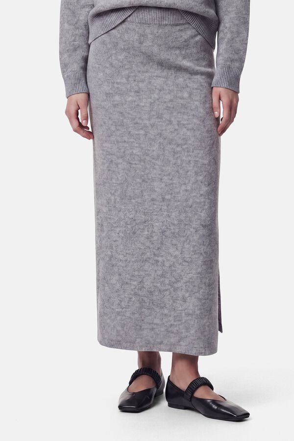 Pieces Knit long skirt grey
