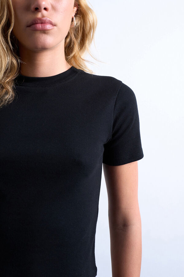 Topshop Basic short sleeve top Crna