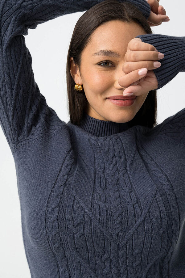 Tiffosi Jersey de punto trenzado turquesa