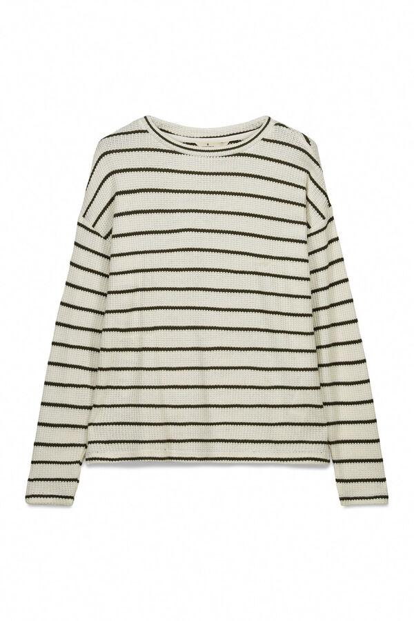 Springfield Striped thin long sleeve jumper beige