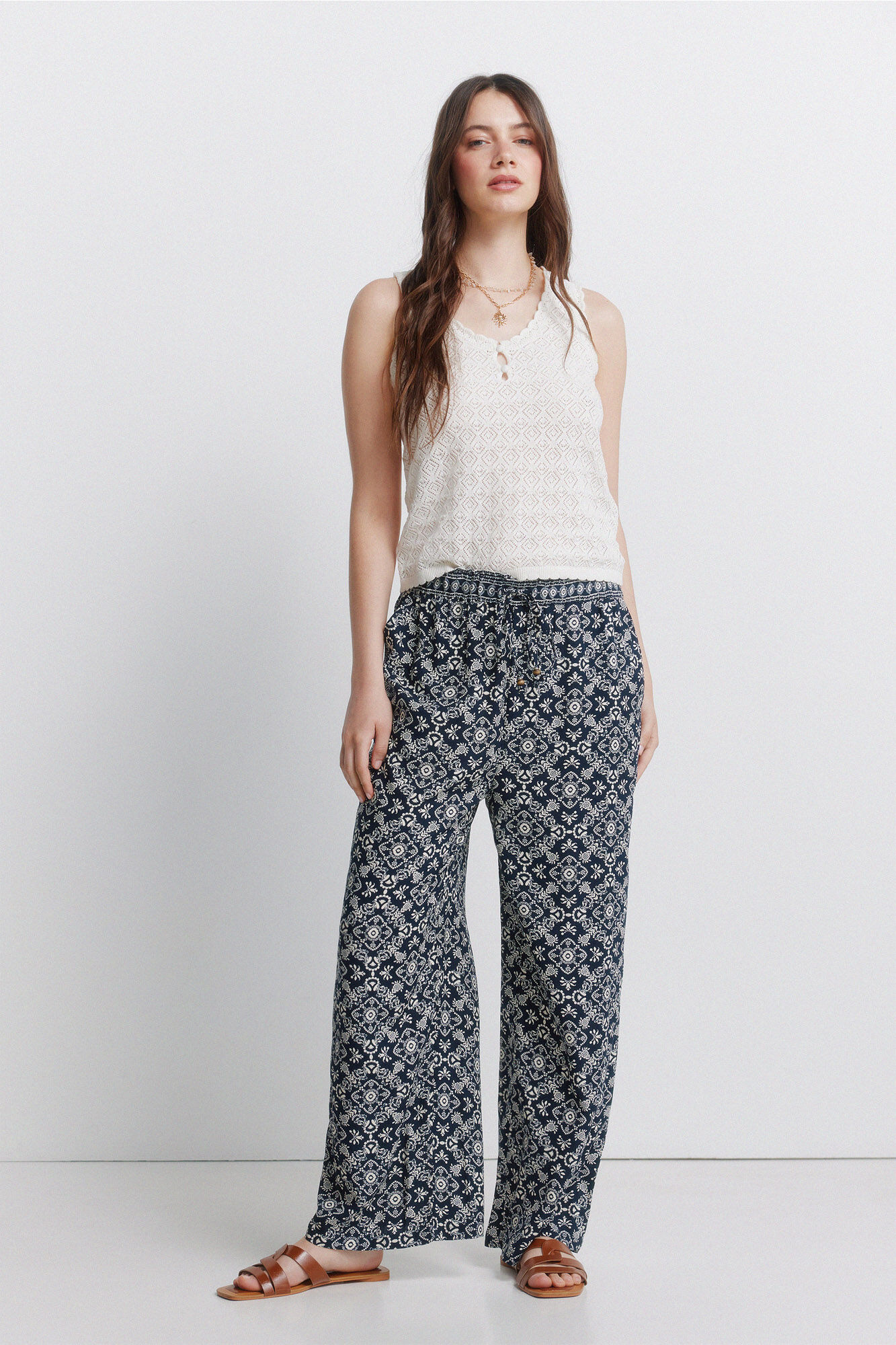 Springfield Printed fluid trousers
