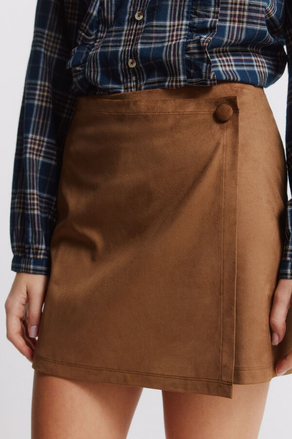 Springfield Short faux suede skirt nude