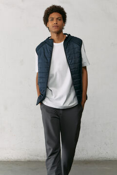 Springfield Combined quilted hooded gilet blue