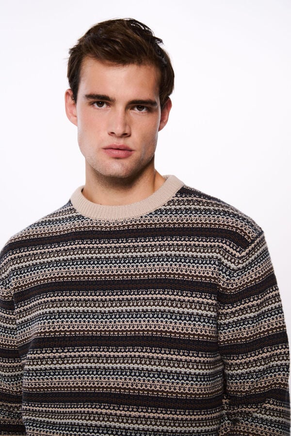 Springfield striped structured jersey brown