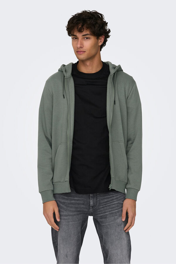 Only & Sons Sudadera con cremallera gris