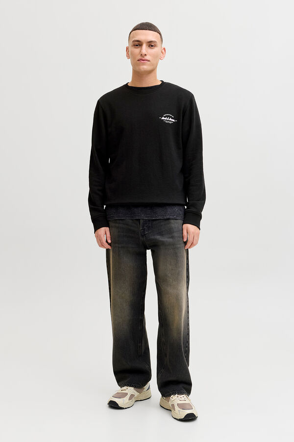 Jack & Jones Sweatshirt b&aacute;sica logo preto