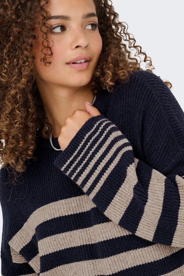 Only Jersey de rayas cuello redondo azul