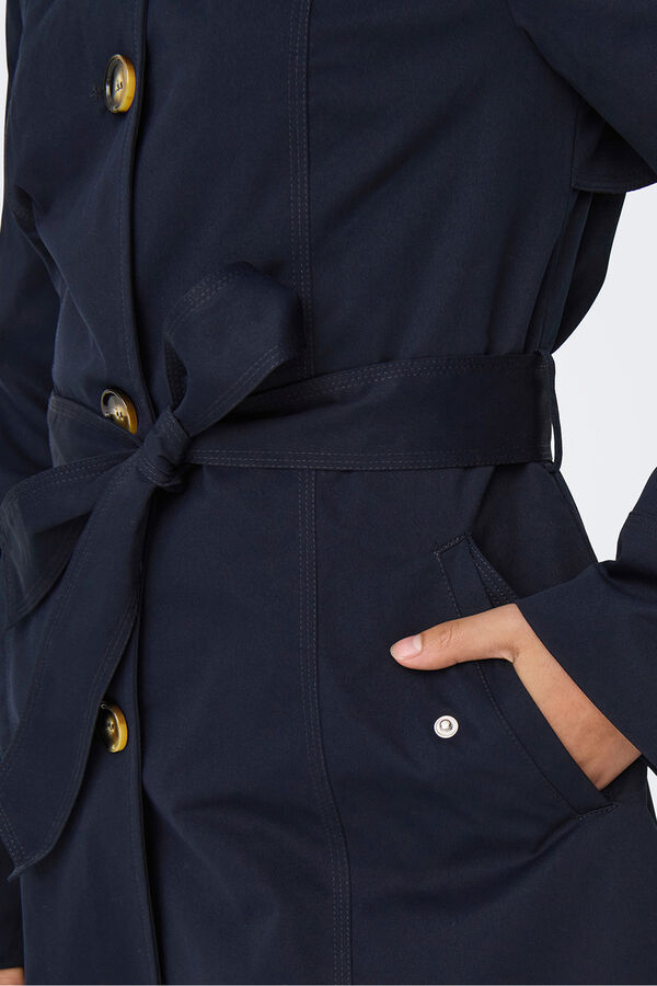 JDY Trench coat with belt buttons blue