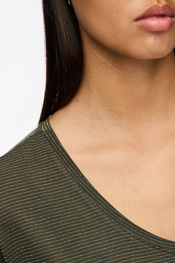 Pieces Lurex V T-shirt green