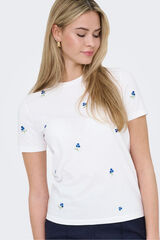 Only Short sleeve embroidered T-shirt white
