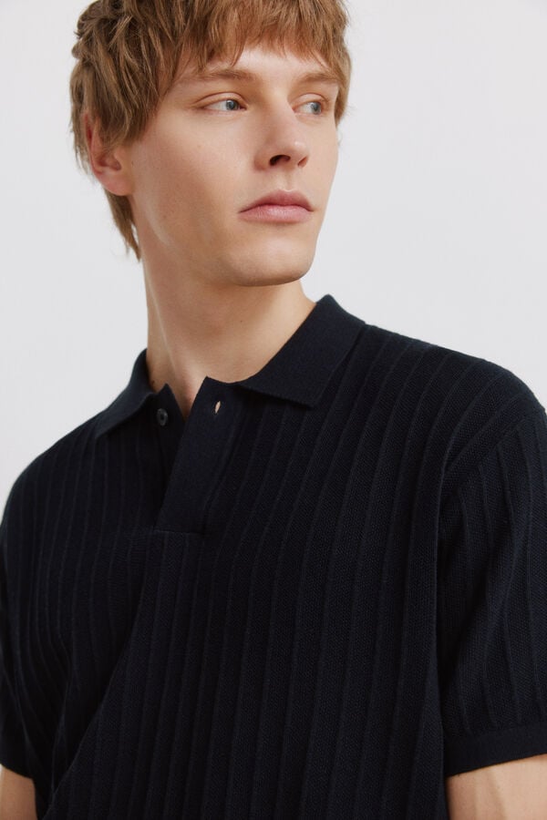 Springfield Basic structured polo shirt blue