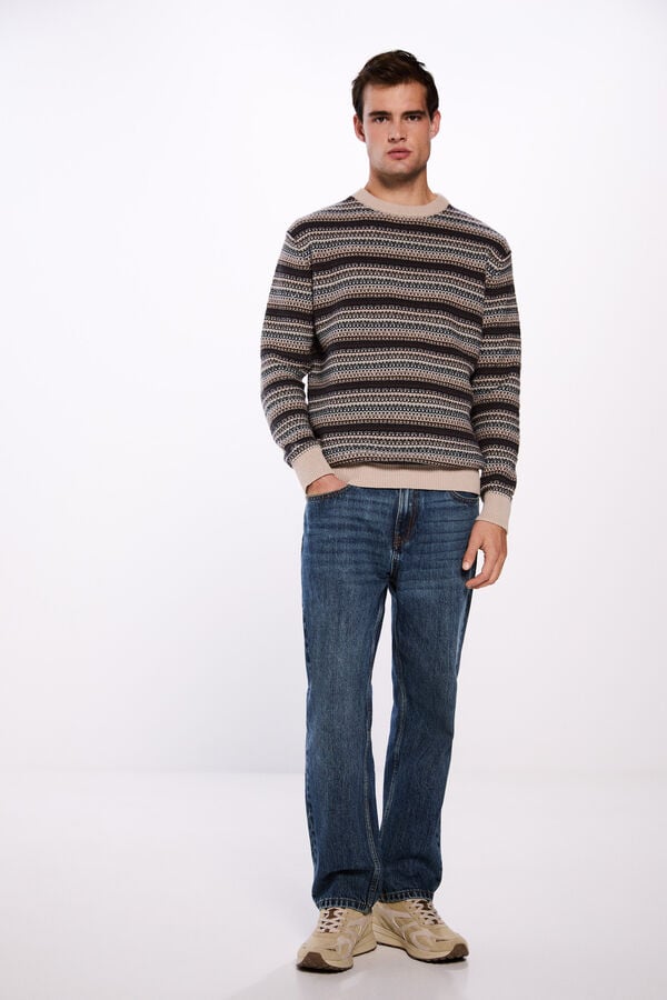 Springfield striped structured jersey brown