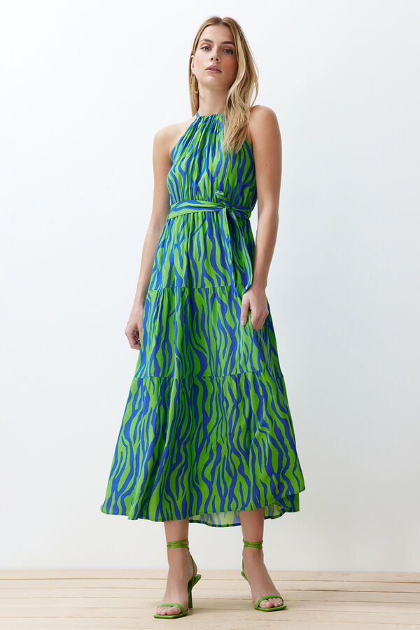 Trendyol Halterneck long dress blue