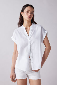 Springfield Chemise col mao manches courtes blanc