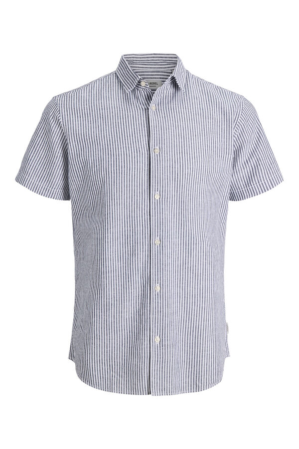 JJ REBEL Linen comfort fit shirt blue