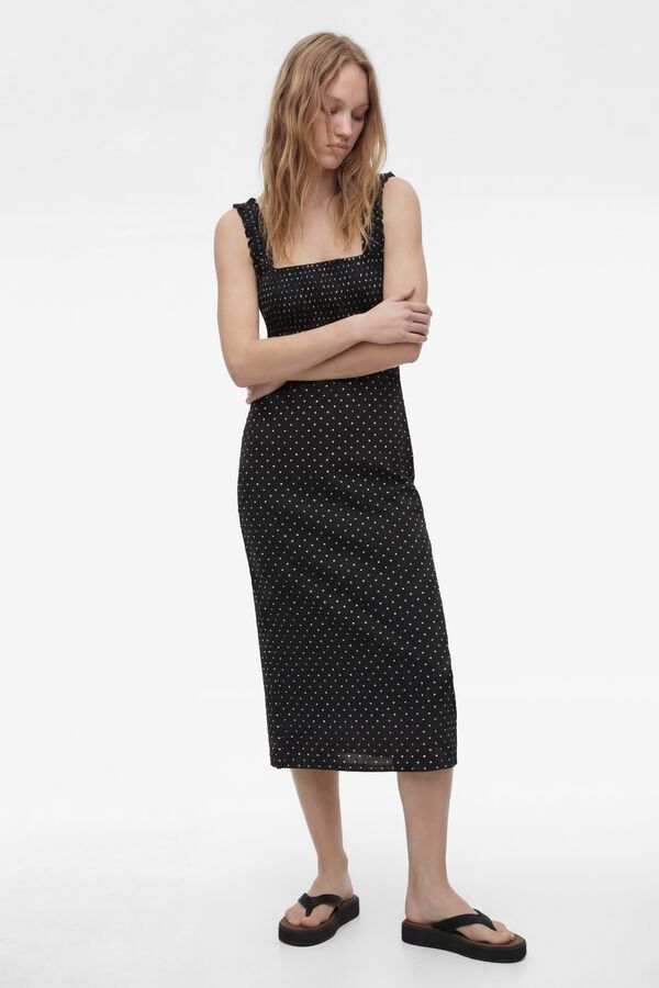 Koton Vestido midi de lunares negro