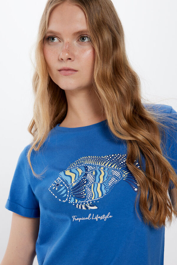 Springfield Majica s morskim grafičkim printom plava