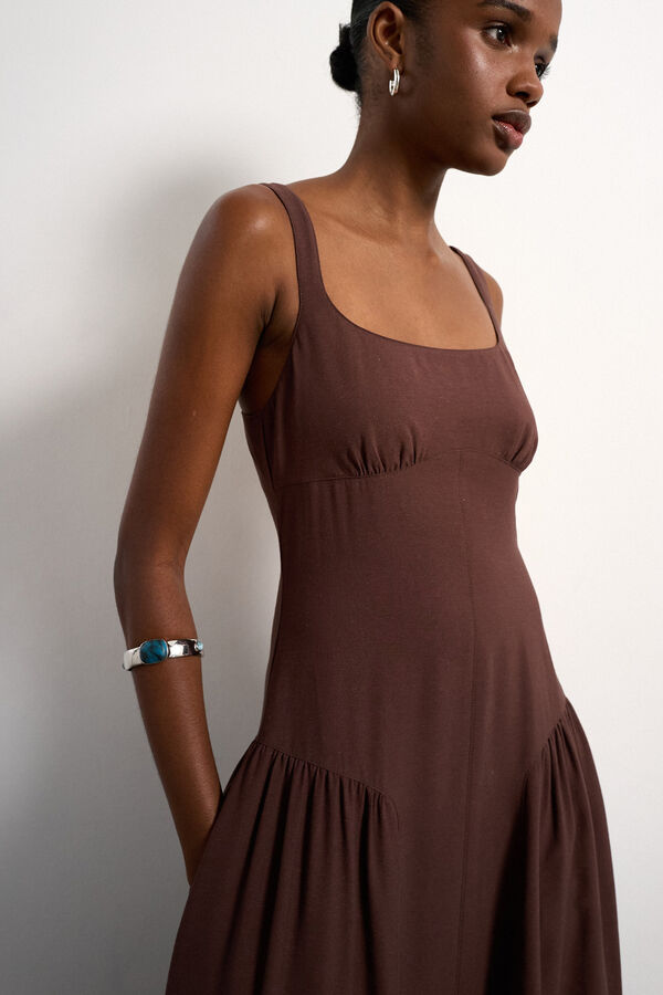 Topshop Vestido midi de al&ccedil;as cru
