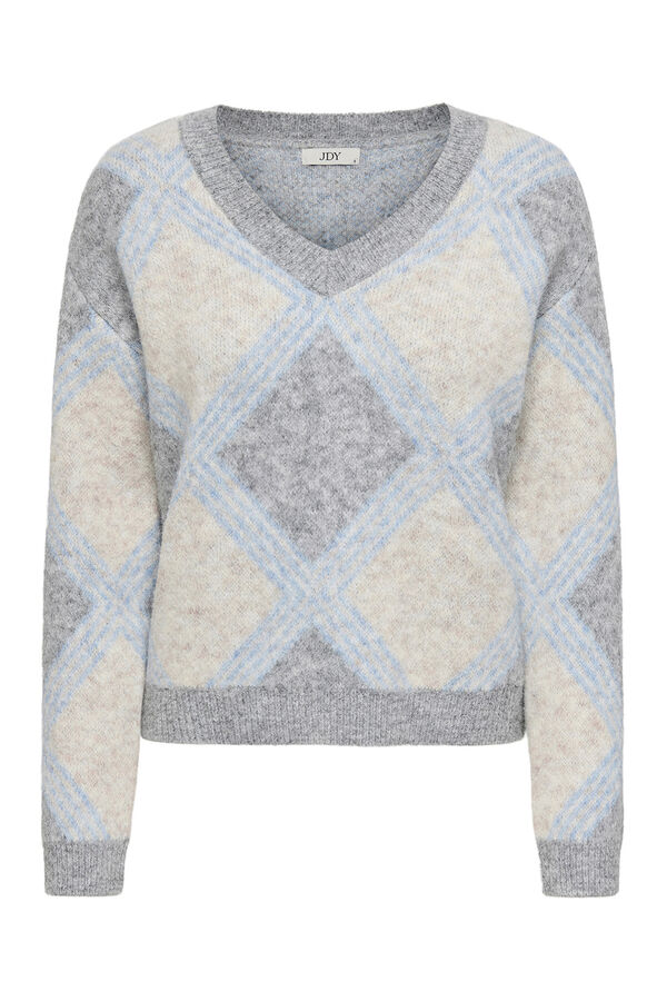 JDY V neck jumper grey