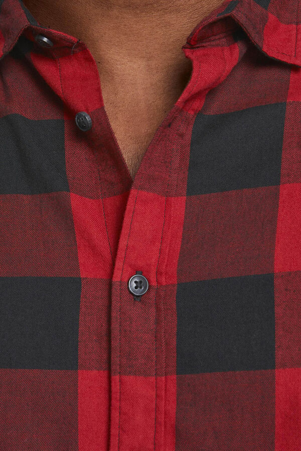 Springfield PLUS loose fit check serge shirt red