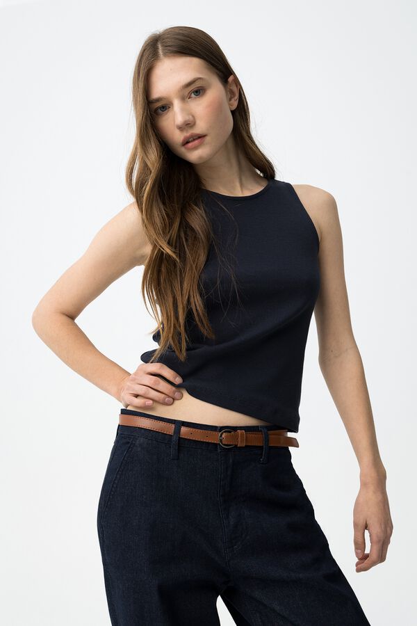 Tiffosi fitted sleeves top albastru