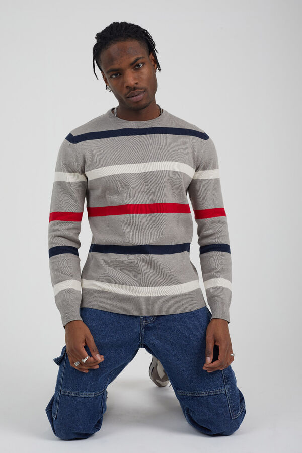 Brave Soul Striped jersey-knit jumper grey