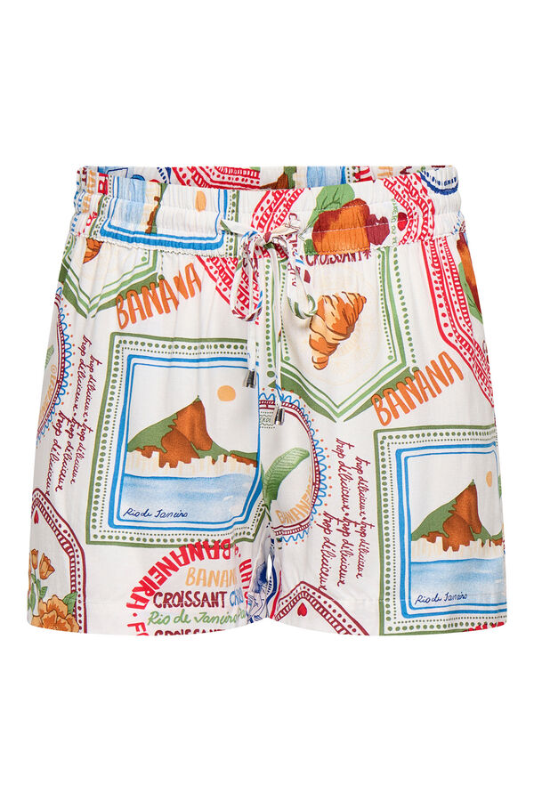 JDY Short fluido estampado blanco