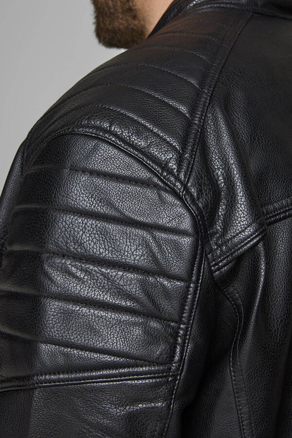 Springfield PLUS faux leather biker jacket crna