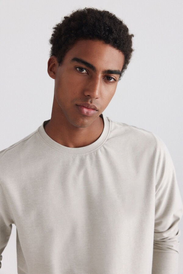 Springfield Piqu&eacute; oxford long sleeve T-shirt nude