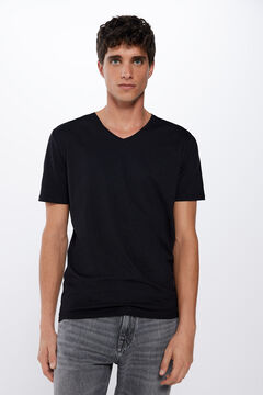 Springfield Camiseta cuello pico elastan negro