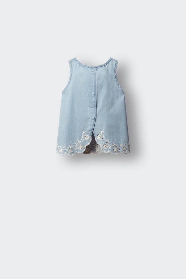 Springfield Kids Blusa denim ligero troquelado ni&ntilde;a azul