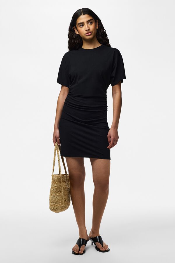 Pieces Short ruched dress black