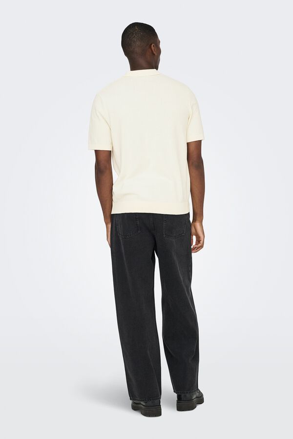 Only & Sons Polo de punto manga corta blanco