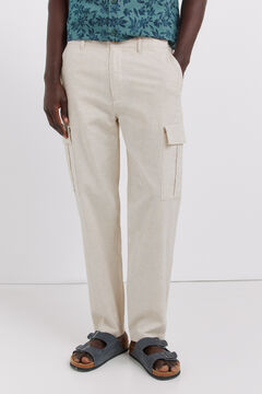 Springfield Linen comfort slim fit cargo trousers
