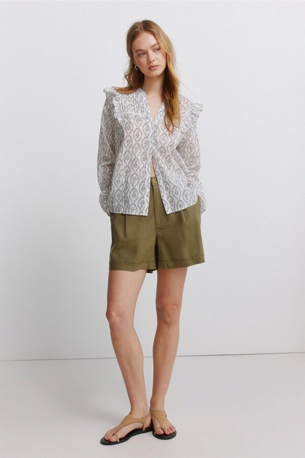 Springfield Puffed and ruffled blouse beige